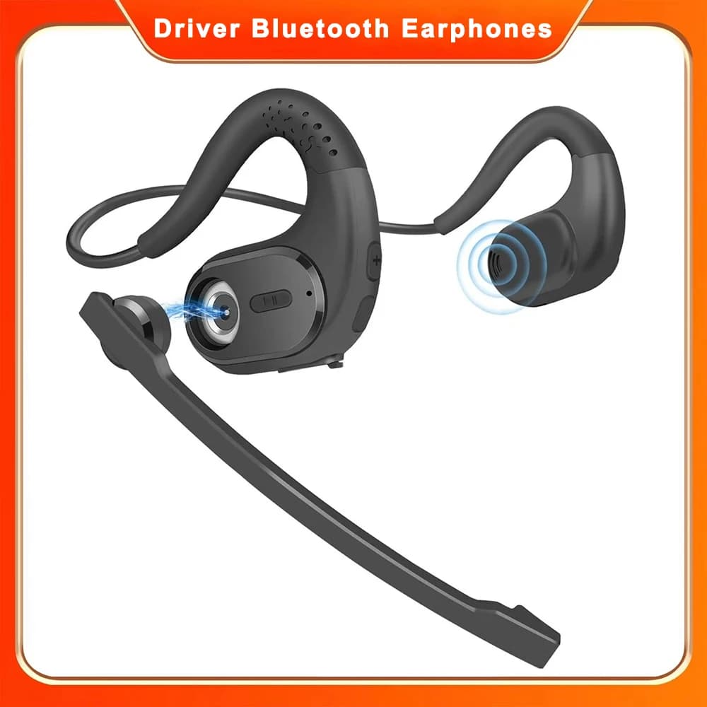 Auricolare wireless Bluetooth 5.3 con microfono Pulsante muto staccabile Cuffie da camionista a orecchio aperto per telefono cellulare Ufficio aziendale