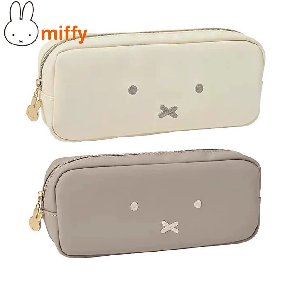 Simpatica scatola per matite Miffy Kawaii Borsa per ricamo con cerniera impermeabile in pelle Borsa per cosmetici portatile con coniglio cartone animato Regalo per ragazza