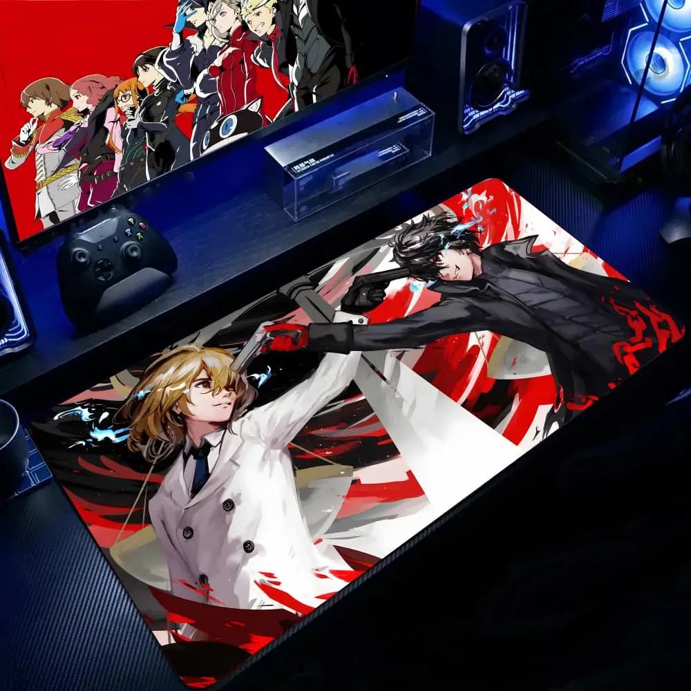 Tappetino per mouse Persona 5 RPG, tappetino per mouse grande da gioco, tappetino per tastiera e scrivania con bordi rinforzati