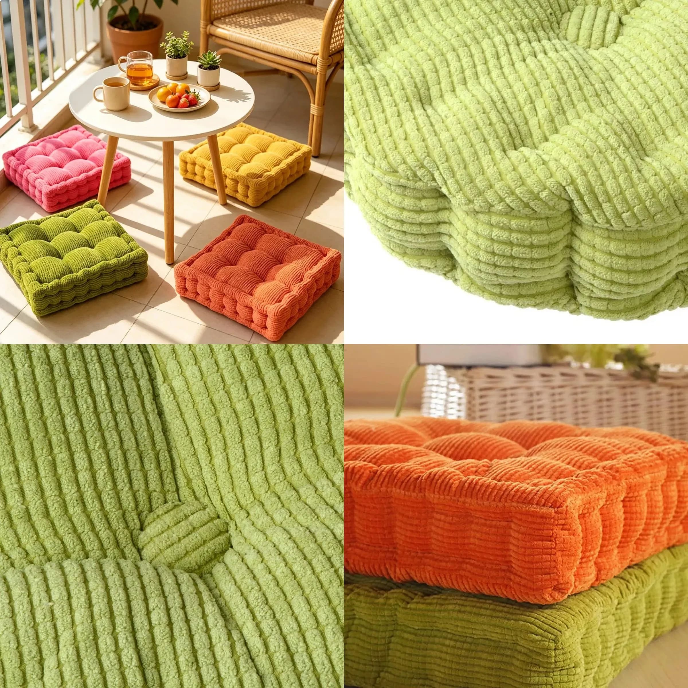 Solid Tufted Meditation Floor Pillow Thick Seat Cushion for Yoga Balcony Chair Square Pad Floor Seating
