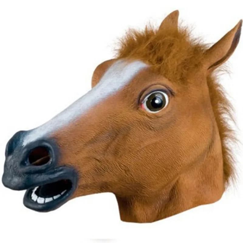 Brown Horse Mask for Man, Funny Horse Head Mask for Girl, Latex Animal Mask, News for Halloween Costumes, latex Copricapo