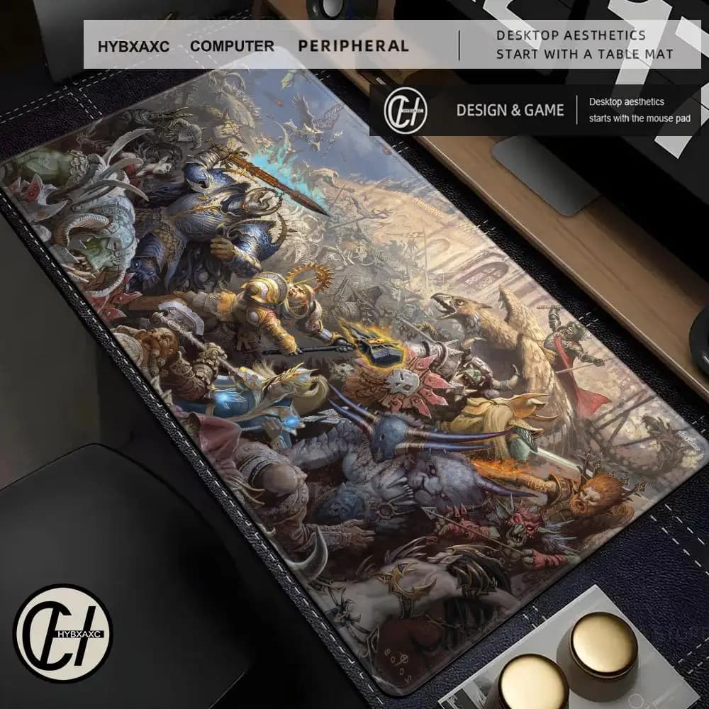 HYBXAXC Tappetino per Mouse da Gioco Dark Fantasy W-Warhammer, Grande e Spesso, con Bordi Cuciti, per PC 900X400MM