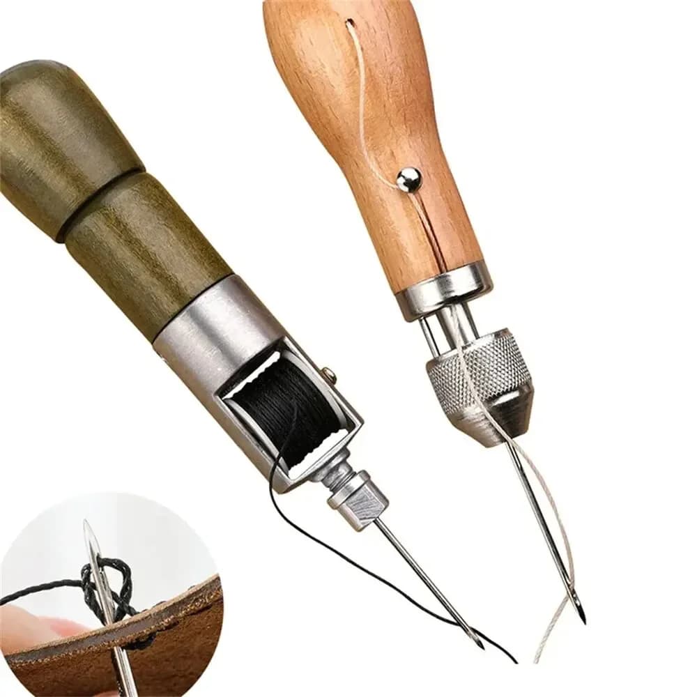 Kit punteruolo per cucito in pelle fai-da-te Filo cerato Strumenti per cucire a mano Mestiere in pelle Cucitura bordi Strisce per cinture Calzolaio Strumenti di riparazione su tela