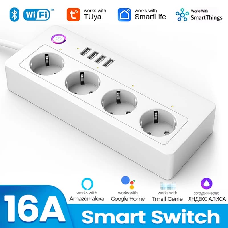 Tuya Smart Smartlife Presa intelligente Presa multipla WiFi Spina multipla con 4 porte 4USB compatibili con Alexa Google Home Smart Home