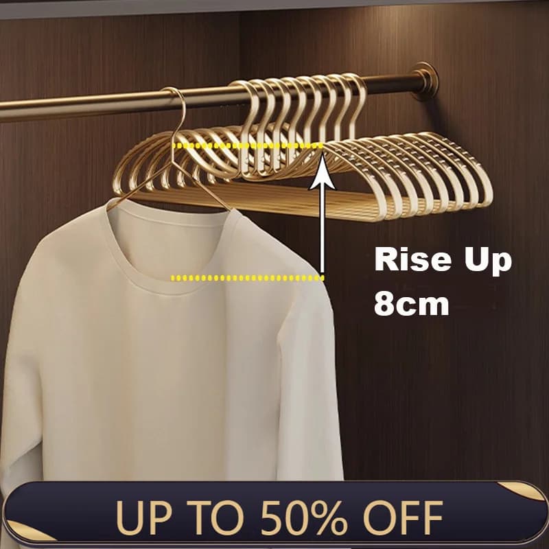 5pcs Short Neck Clothes Hangers Anti-slip Seamless Clothing Storage Drying Hangers Rised Up 8cm Space Saver Metal Organizer Rack