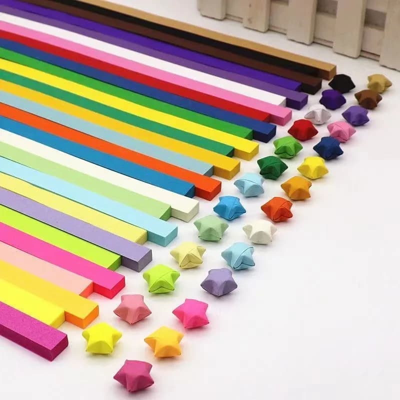 100-540pcs Double Sided Gradient Luminous Star Paper Strips, DIY Origami Folding Sheets for Handmade Art Ornaments & Home Decor