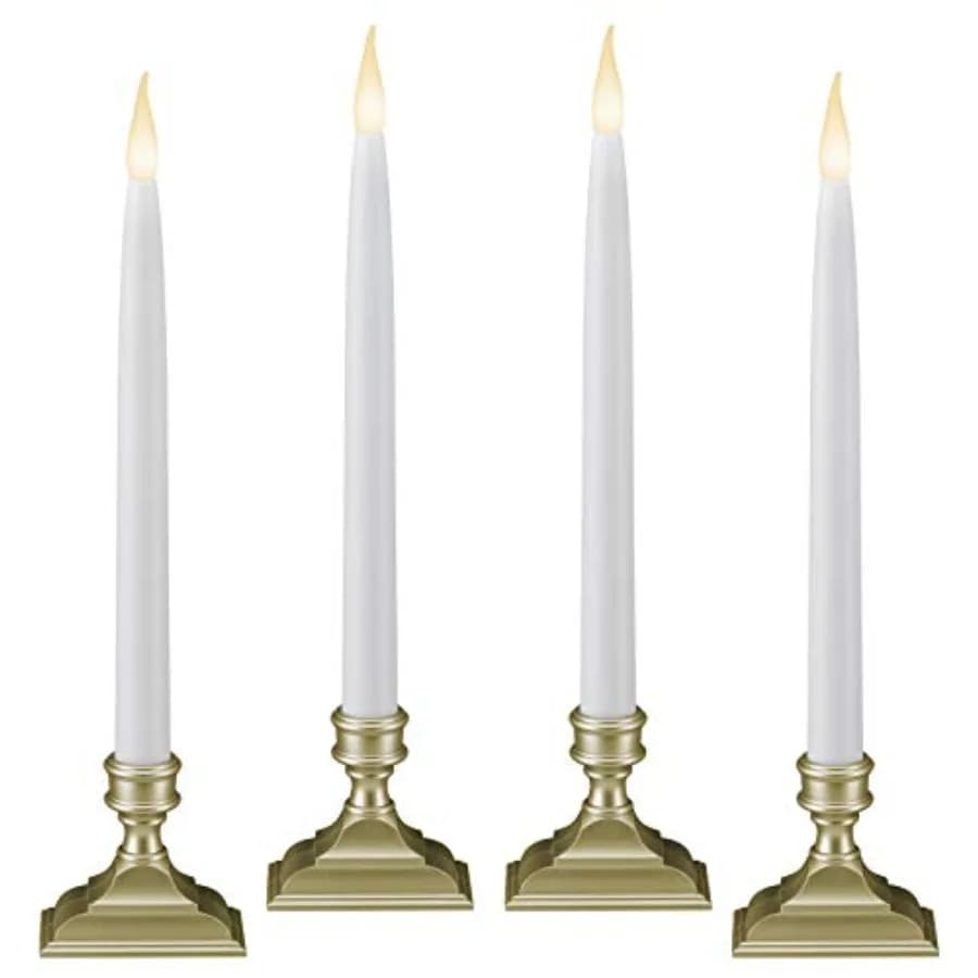 Candele LED a Batteria per Finestre con Timer 6 On/18 Off, Fiamma Tremolante a Doppio LED Brevettata, Luce Bianca Calda VT-1660P-4 (Confezione da