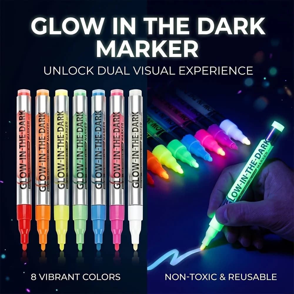 4-Pack Glow-In-The-Dark Doodle Pens with 8 Colors for Sneakers, Figures, And Painting, Long-Lasting Art Kit for Professional Use