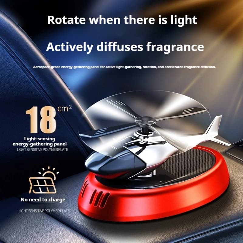 Nuovo Diffusore di Profumo per Auto a Energia Solare, Design Rotante a Forma di Aereo, Ornamento da Scrivania, Regalo per Appassionati di Auto