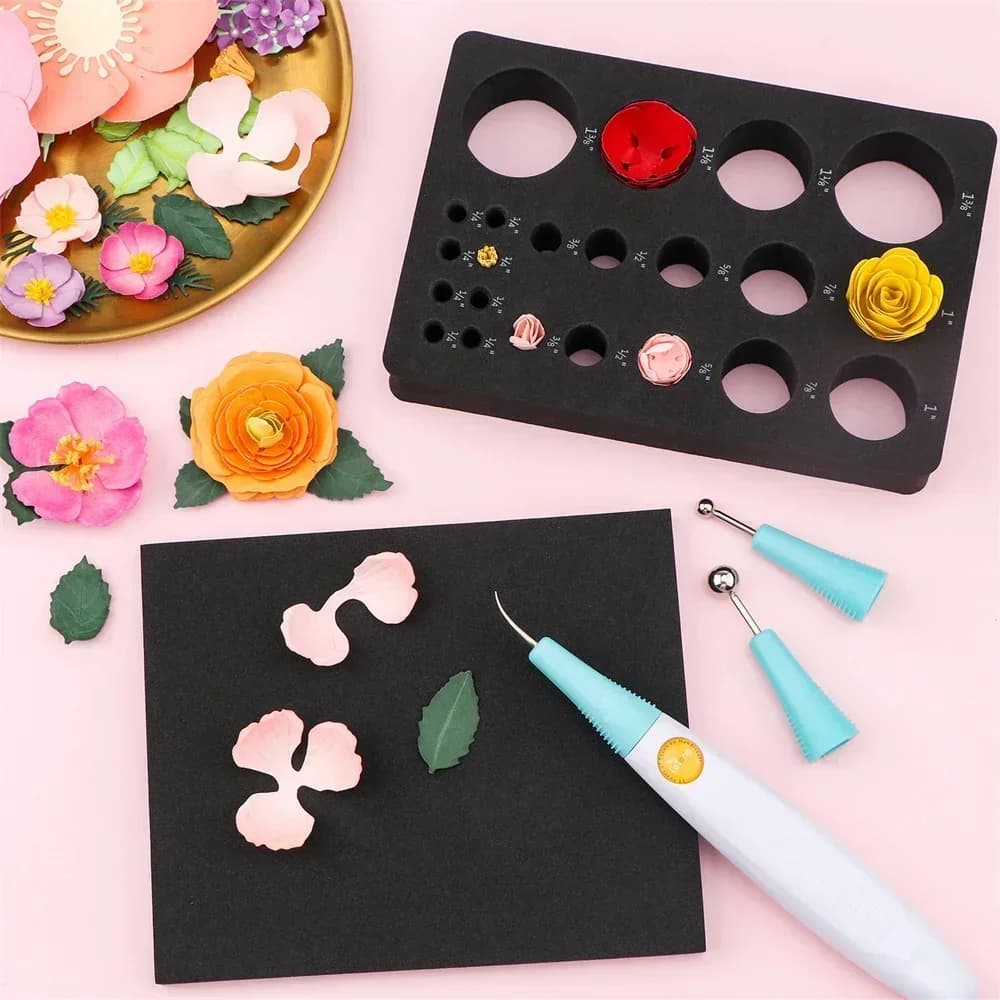 Kit di strumenti per scolpire carta tutto in uno e set di strumenti per modellare fiori di carta con spazzole per creare fiori dimensionali Strumento pulito