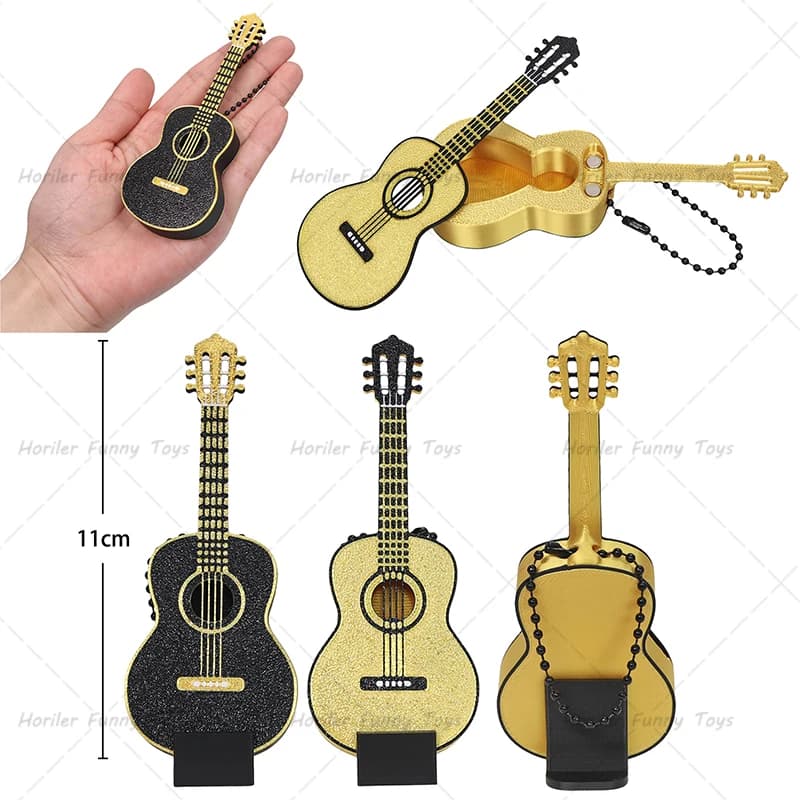 Scatola Porta Plettri per Chitarra Stampata in 3D con Supporto, Porta Plettri a Forma di Mini Chitarra, Design Inciso Unico, Perfetto per la Conservazione degli Accessori per Chitarra
