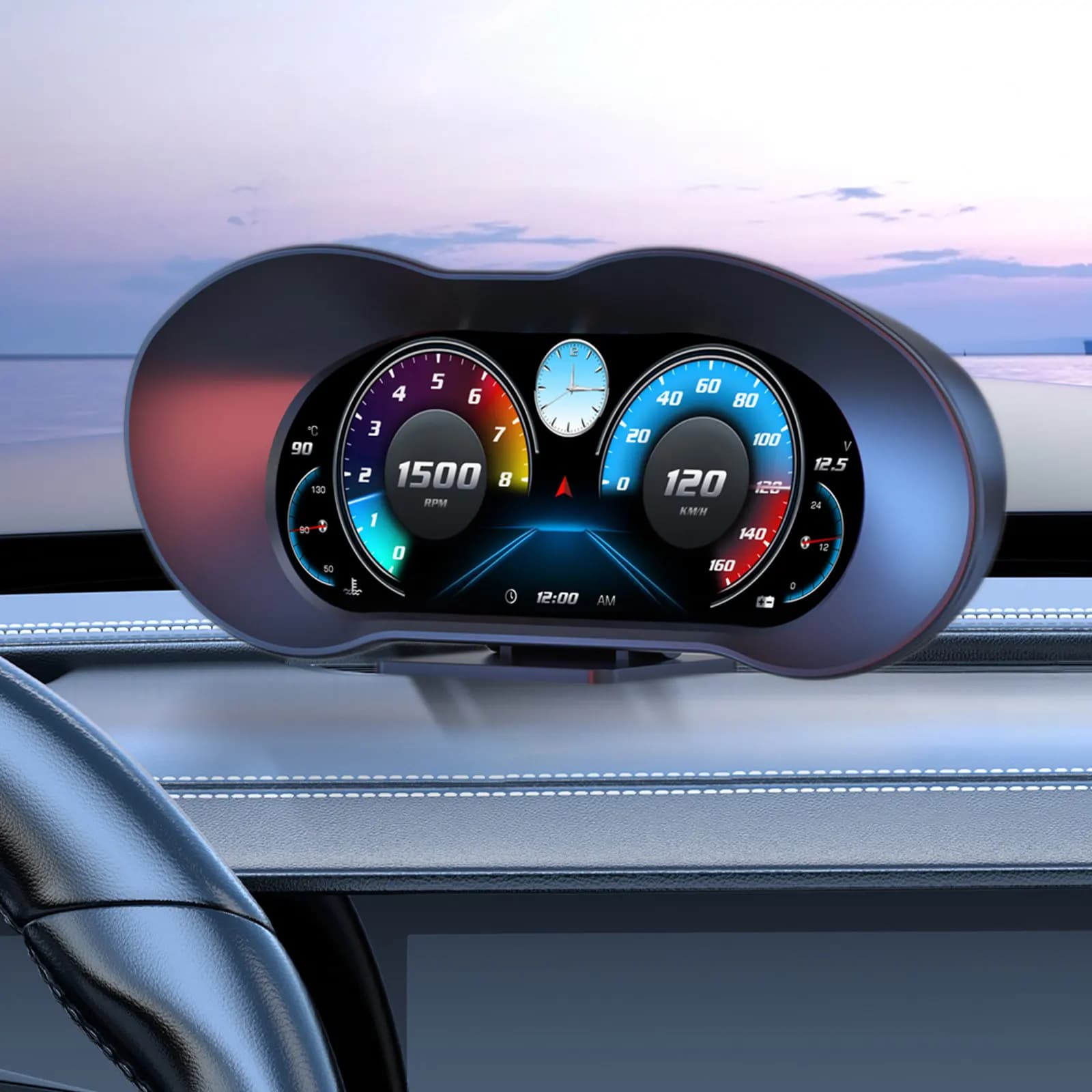 HUD Smart Auto Display with USB Connection, Black GPS Tachymeter, Real Time Monitoring, Security Notices for Guide