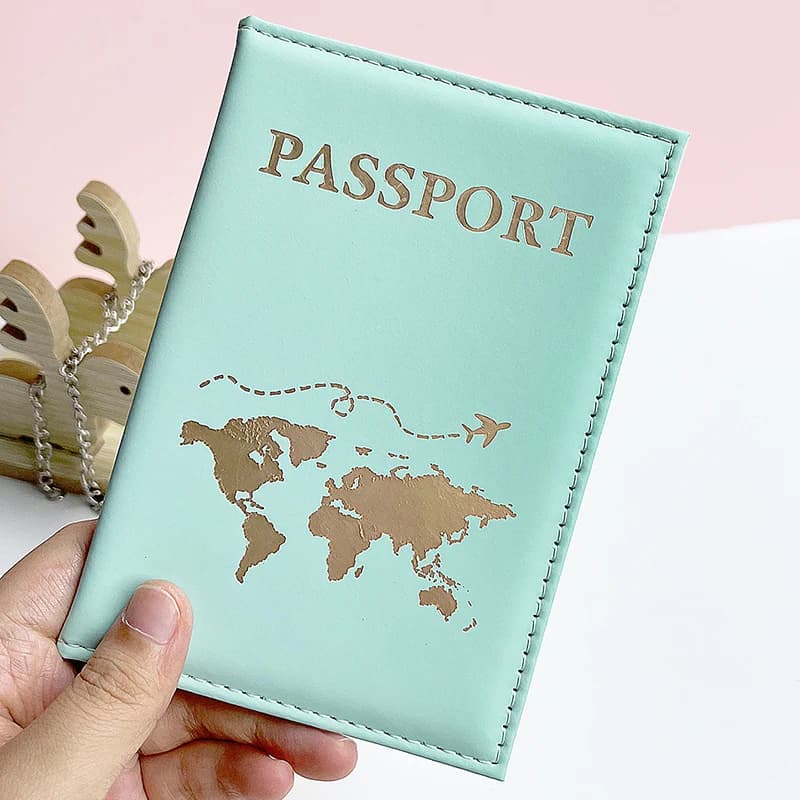 Custodia protettiva per passaporto verde per donna uomo Materiale in pelle PU Cartella per biglietti per documenti impermeabile Custodia per clip per passaporto