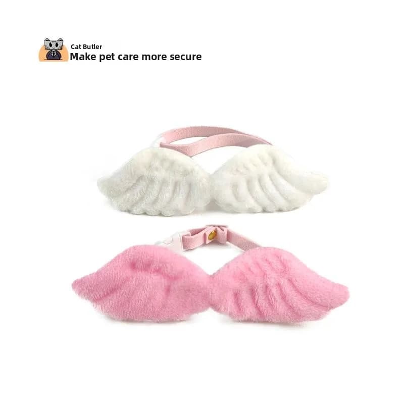 White Angel Wings Pet Collar for Cats And Dogs Outdoor Travel Bow Tie Supplies Necklaces Dog Leashes Accessories