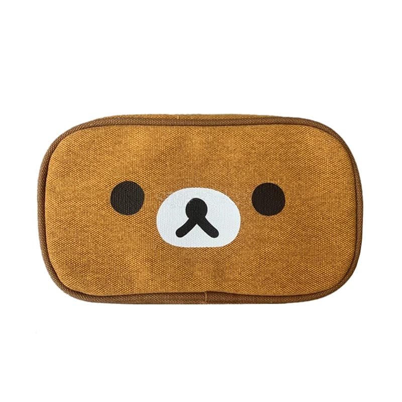 Rilakkuma Astuccio per matite Astuccio per cartoni animati Orso Kawaii Simpatico sacchetto di immagazzinaggio Marrone Organizzatore di trucchi Borse per cosmetici da viaggio Borsa da toilette