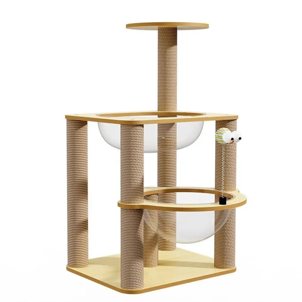 Space Capsule Cat Tree with Scratching Post & Observation Deck for Indoor Cats, Customized