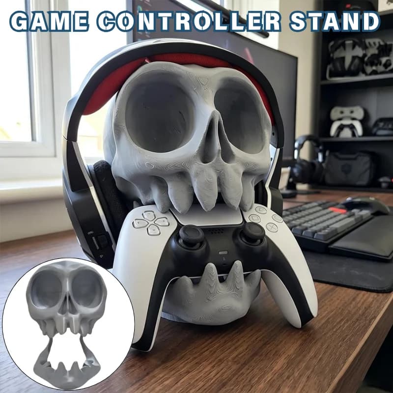Gothic Skull Design Game Controller Stand Multifunctional Headset Holder Desktop Gaming Accessories Display Rack