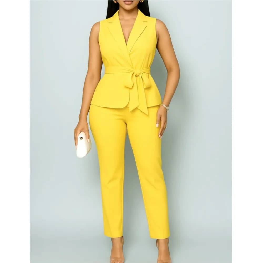 2026New Women's Sleeveless blazer Suit Spring and Summer Fashion Suit Collar Vest Slim Pencil Trousers Female Office 2-piece Set