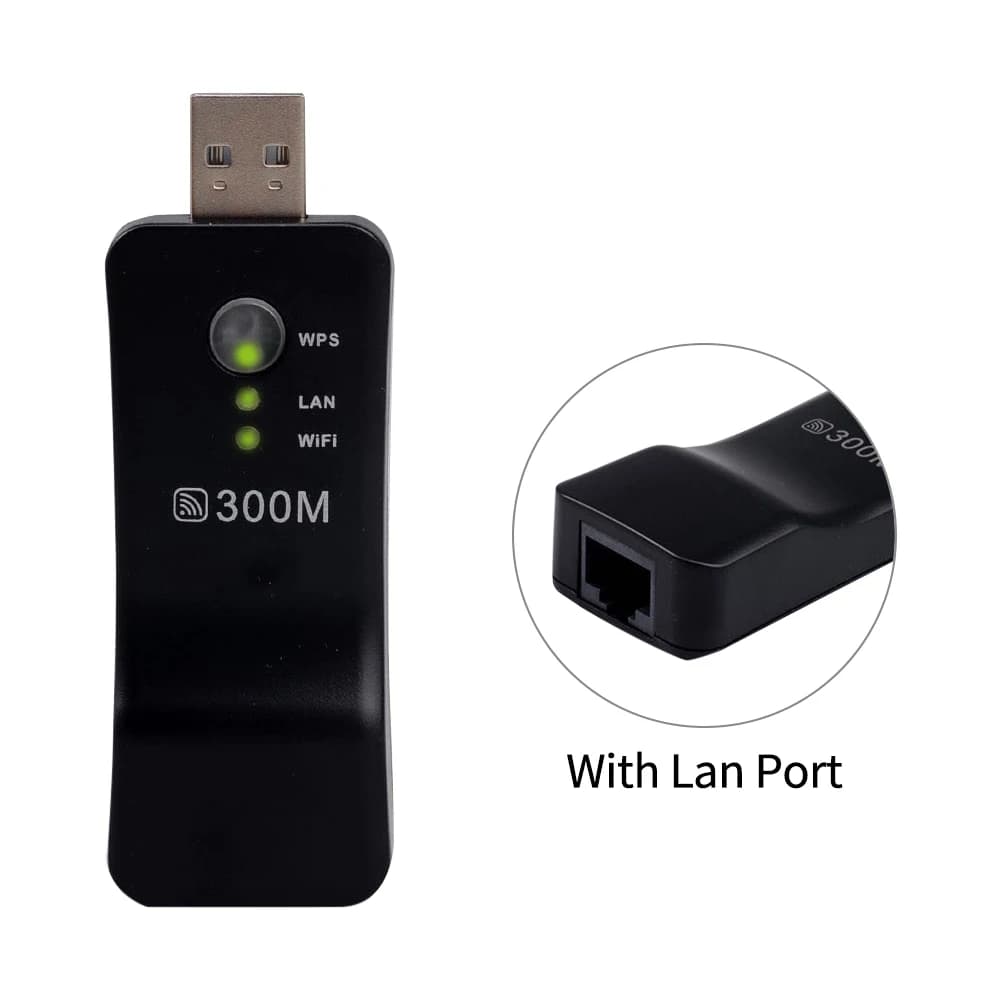 Adattatore di rete TV universale USB Wireless WiFi Smart 300Mpbs Universale HDTV RJ45 Porta Lan Ripetitore AP WPS per Samsung Sony TV