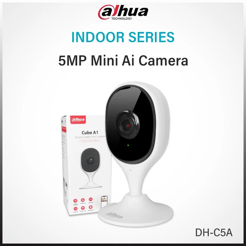 Telecamera Dahua 5MP WiFi 6 da Interno, Mini Telecamera con Audio Bidirezionale, Base Magnetica, Rilevamento Intelligente di Persone e Animali, Allarme Suoni Anomali, Modello Cube C5A