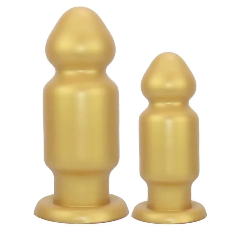 Dildo gigante dorato in silicone Fisting spesso Plug anale Morbido SM Dilatatore Trainer G-Spot Masturbatore anale Giocattoli adulti del sesso per uomini Donne