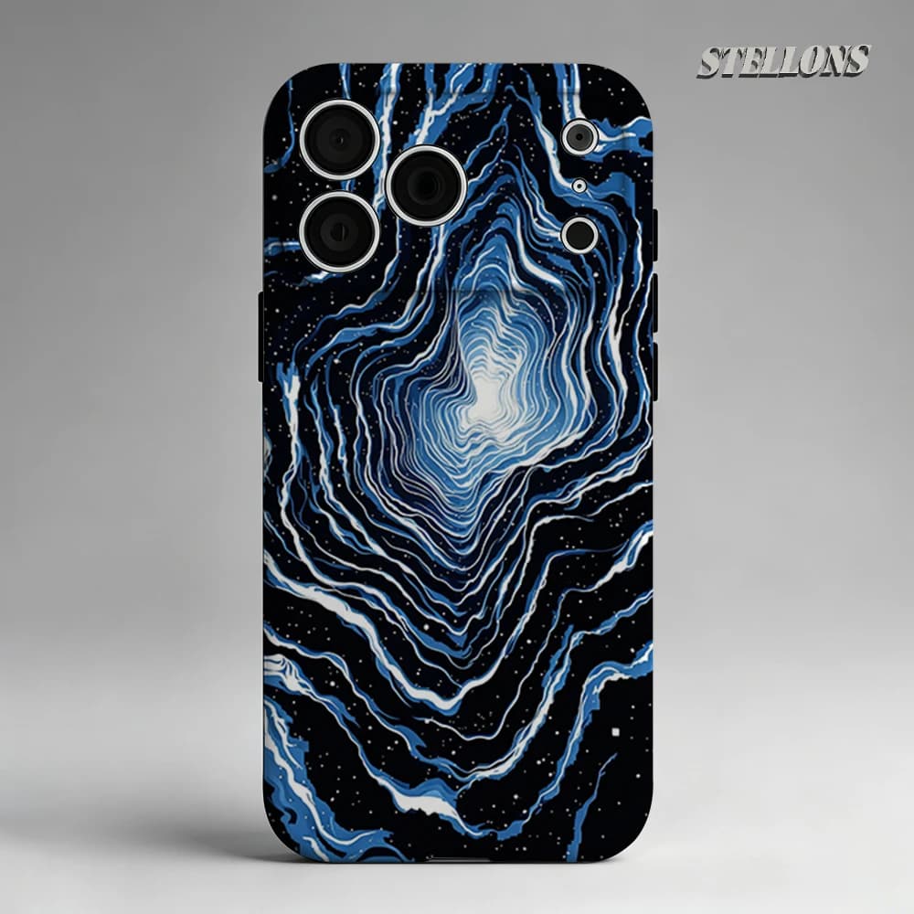 Custodia per telefono Blue Cosmic Vortex con supporto magnetico per iPhone 17 16 15 14 13 Pro Max Plus, custodia robusta a strato singolo/doppio
