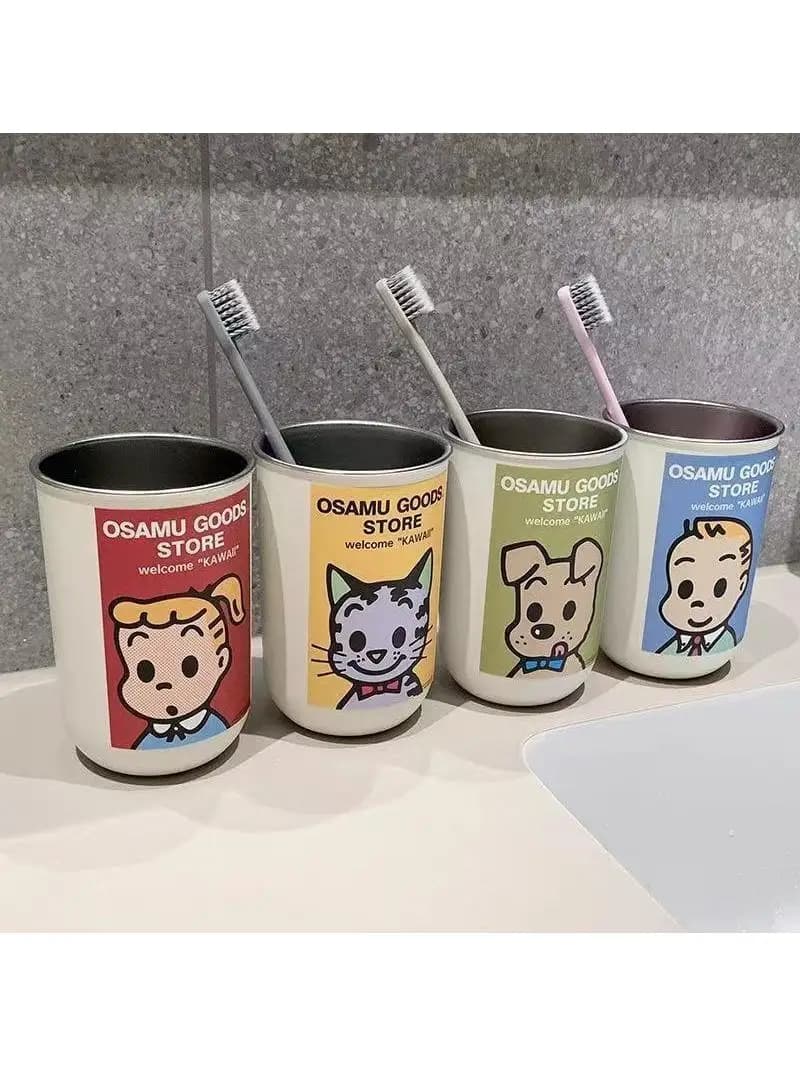 Bicchiere da Birra a Doppio Strato per Esterni, Tazza in Acciaio Inox con Design Cartoon, Alto Valore Estetico, Bottiglia d'Acqua in Plastica da .7L