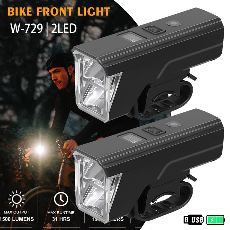 New Rechargeable LED Bike Light via USB, Front Bicycle Light, 5 Way Riding Light, Mountain, Road, Cycling Fans