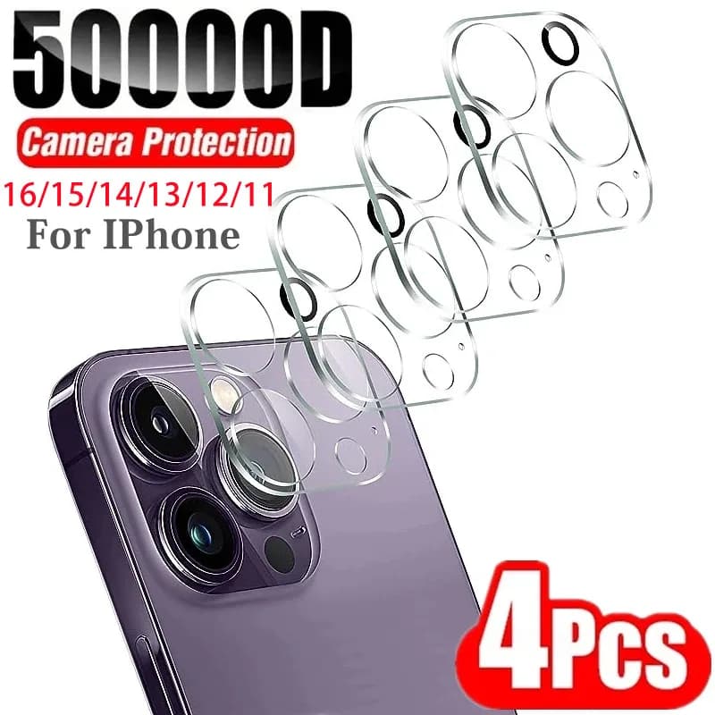 4PCS Copertura Completa Obiettivo Della Fotocamera Protezione di Vetro per IPhone 11 12 13 14 15 Pro Max Mini per IPhone 16 Pro Max 14 Plus Vetro Temperato