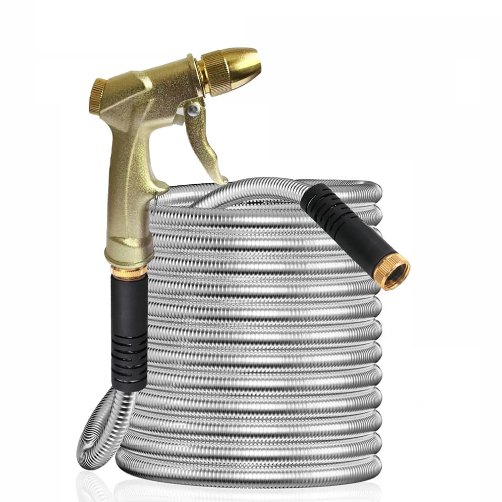 Garden Water Hose Double Metal Connector High Pressure 304 Stainless Steel Pipe Water Pipes for Garden Farm Irrigation Car Wash