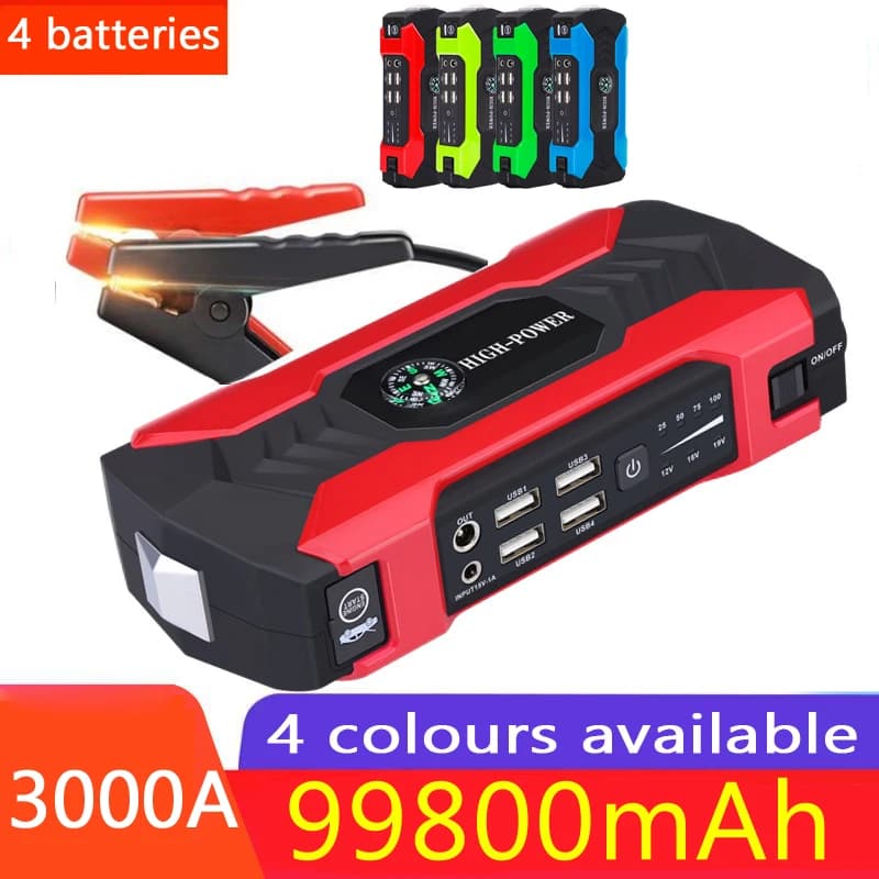 Avviatore di emergenza per auto 1200A 3000A Accumulatori e caricabatterie di riserva portatile Batteria per auto Booster 12V Dispositivo di avviamento per benzina 6.0L Diesel 3.0L
