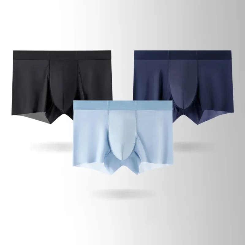 3PCS Men's Ice Silk Underwear Men's Mesh Breathable Sweat-absorbing Boxers Shorts Summer Thin