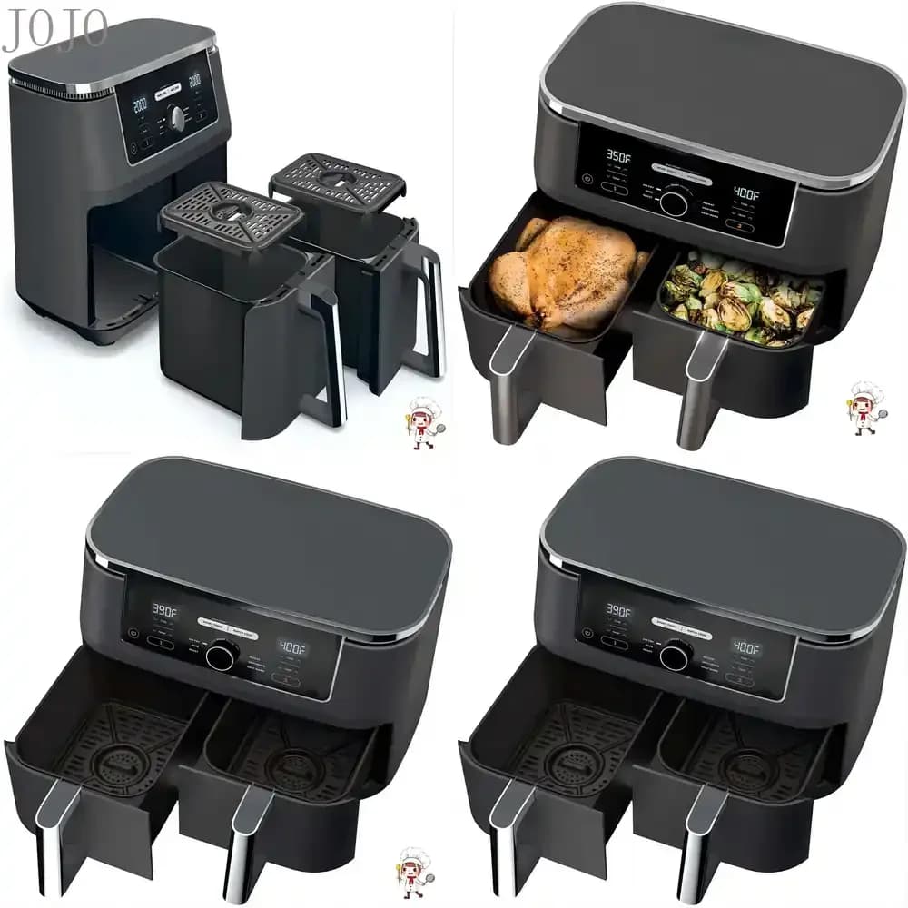 New Smaller Household Double Independent Commercial Electric Air Fryer With Touch Screen Control for House Party Use