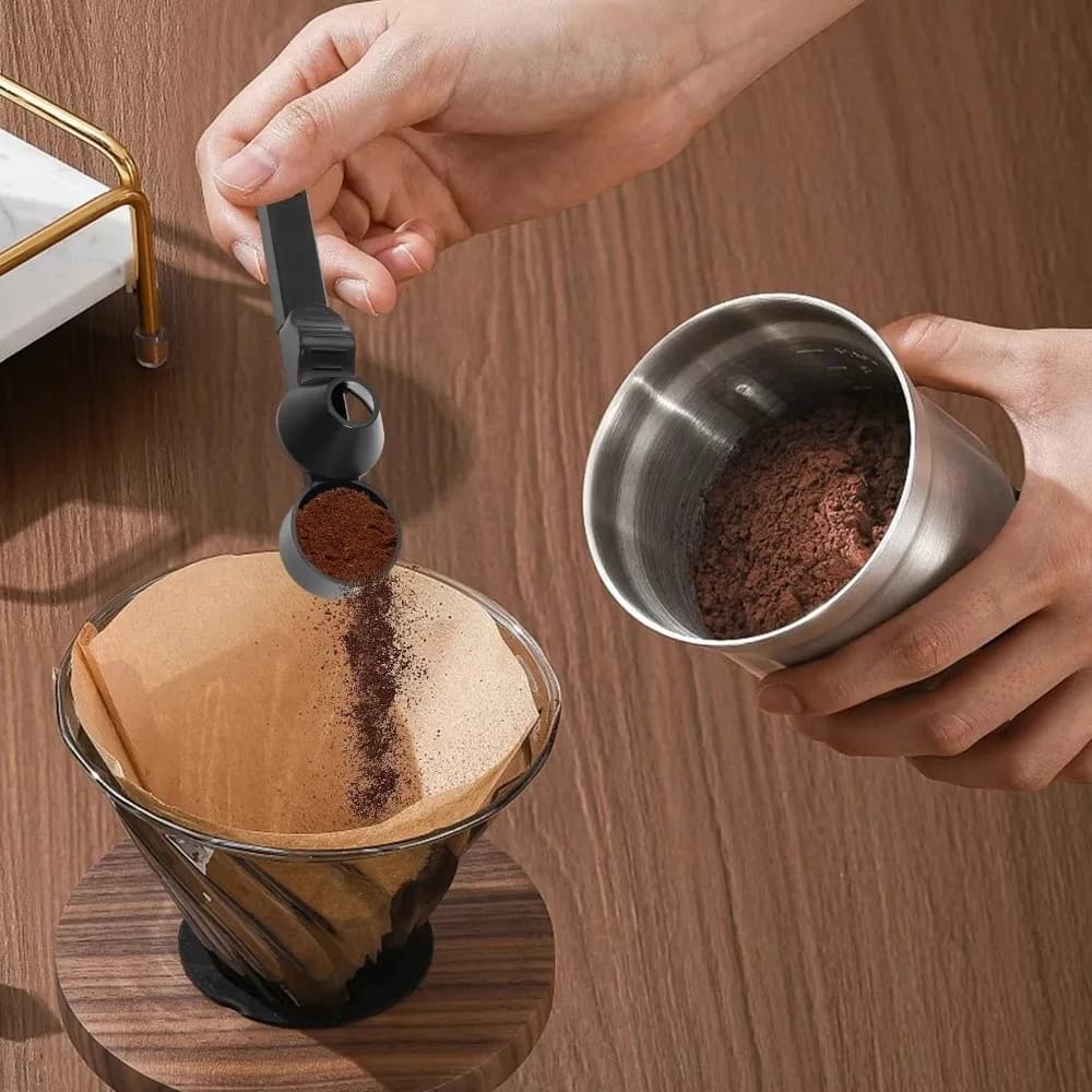 Multi-Purpose Adjustable Slide Coffee Scoop 2-in-1 Function Portable Protein Powder Spoon Leakproof Coffee Measuring Tool Travel