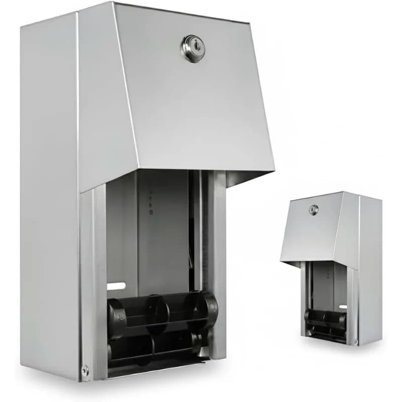 Dispenser di Carta Igienica Commerciale a Parete Bloccabile per Uso Intensivo, in Acciaio Inossidabile 304, Portarotolo Doppio per Bagno