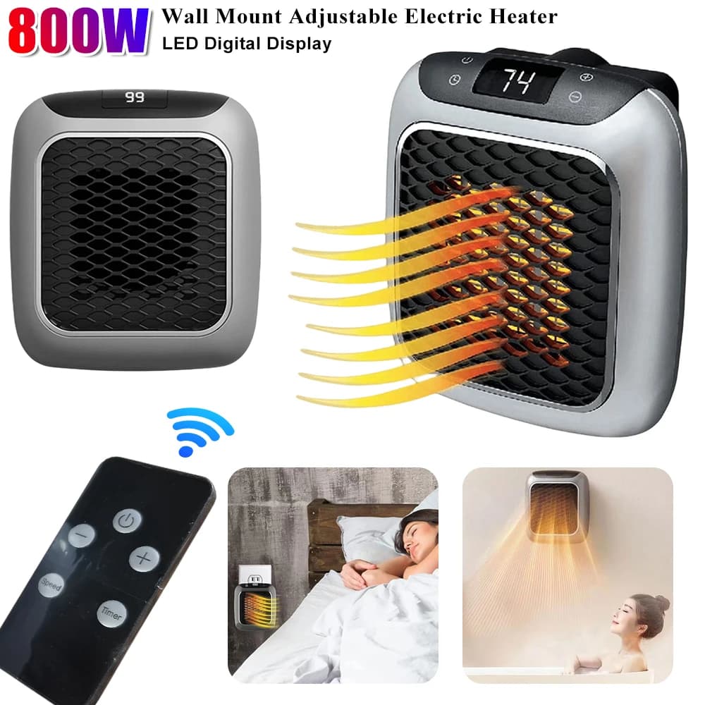 Riscaldatore elettrico per interni 800W Montaggio a parete Scaldino portatile per riscaldamento rapido Riscaldatori digitali in ceramica PTC per camera da letto Bagno Soggiorno