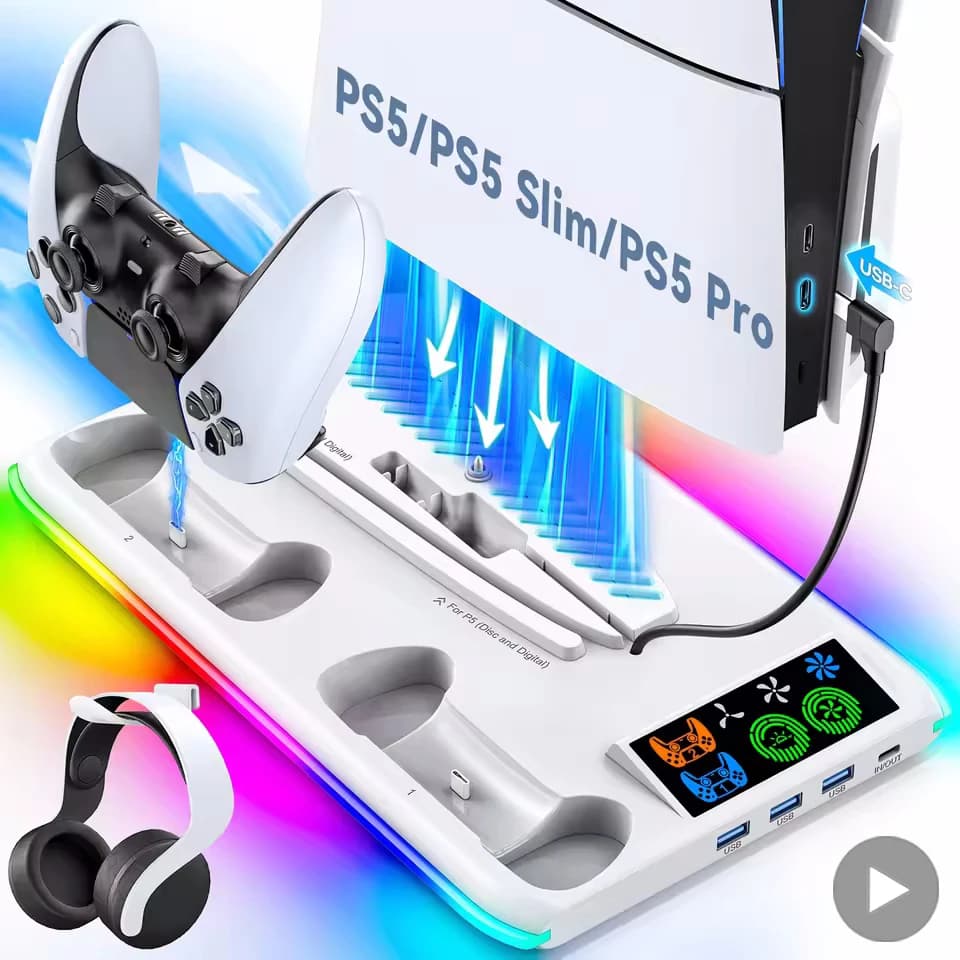 Supporto di gioco per console Sony PS5 Playstation Play Stations Supporto base di supporto PS 5 Slim Pro Ventola di raffreddamento Accessori da gioco RGB