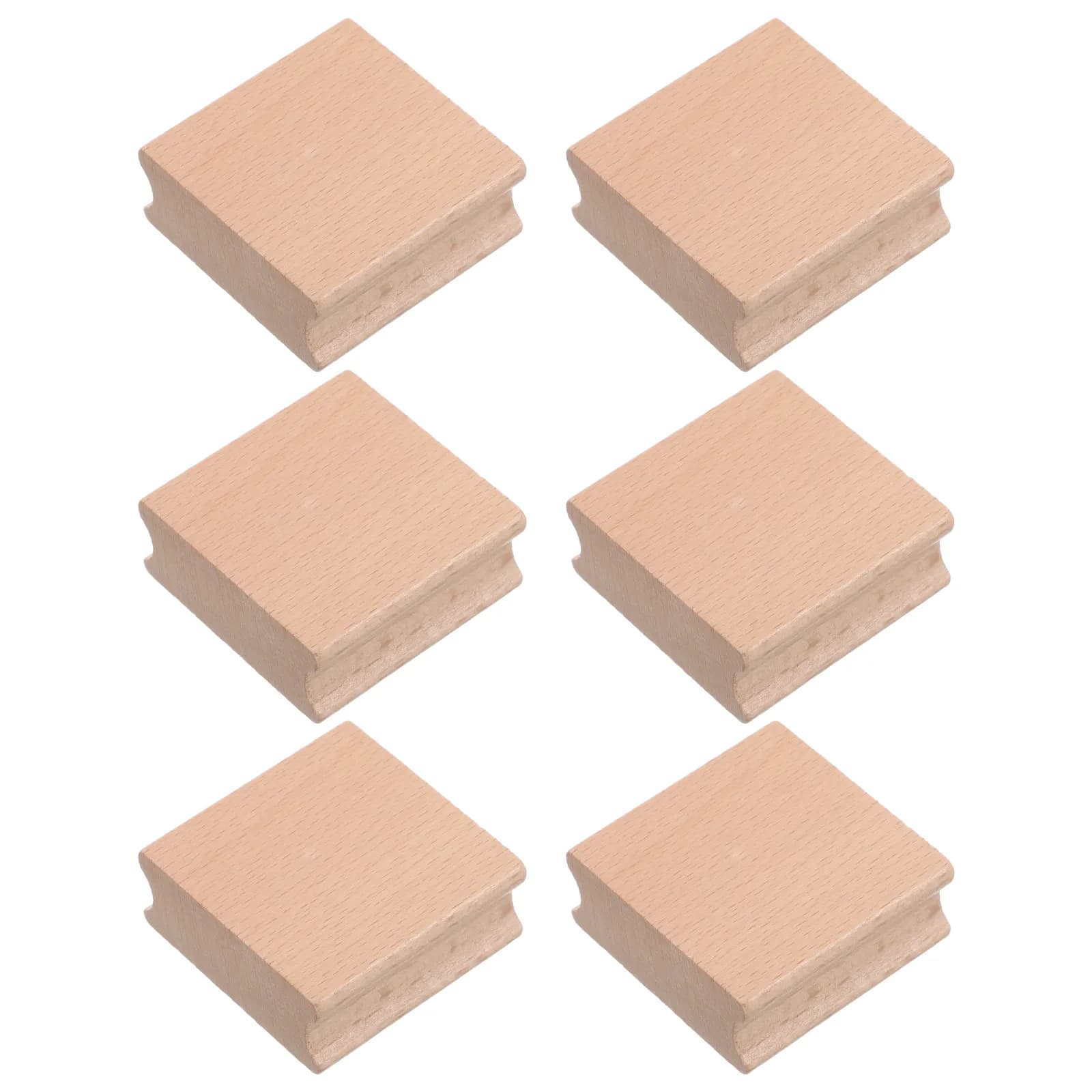 Set di 6 Blocchi in Legno per Creazione Timbri, Blocchi Quadrati in Legno Naturale Non Finito per Fai-da-Te, Scrapbooking e Stampa Artistica