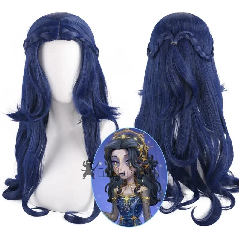 Identity V Cosplay Psychologist Wigs Cosplay Heat Resistant Synthetic Hair Dark Blue Ada Mesmer Cosplay Wig + Free Wig Cap