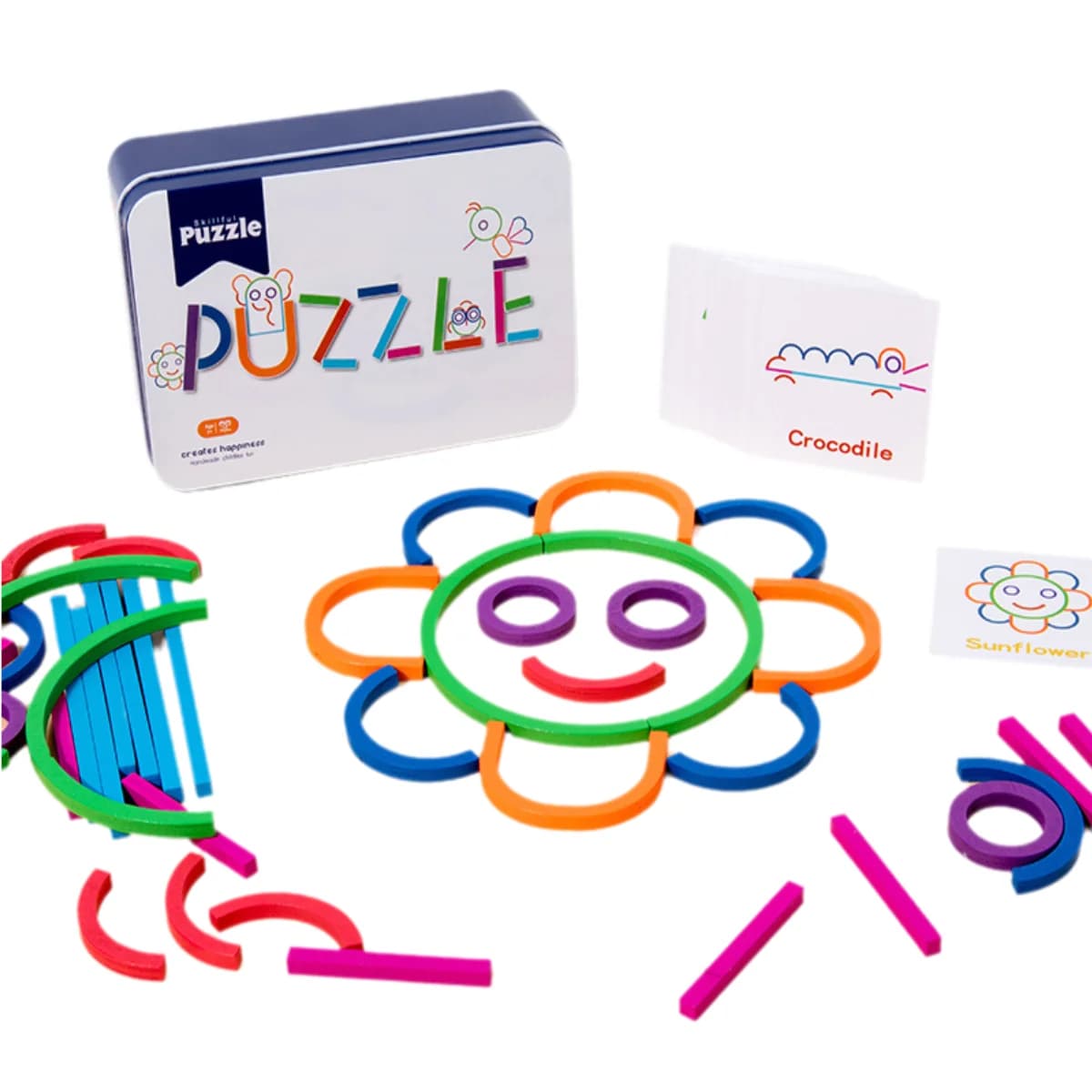 Anello in legno per bambini Educazione precoce Bordo a forma di asilo Puzzle creativo in legno Blocchi di costruzione Partita di giocattoli educativi Montessori