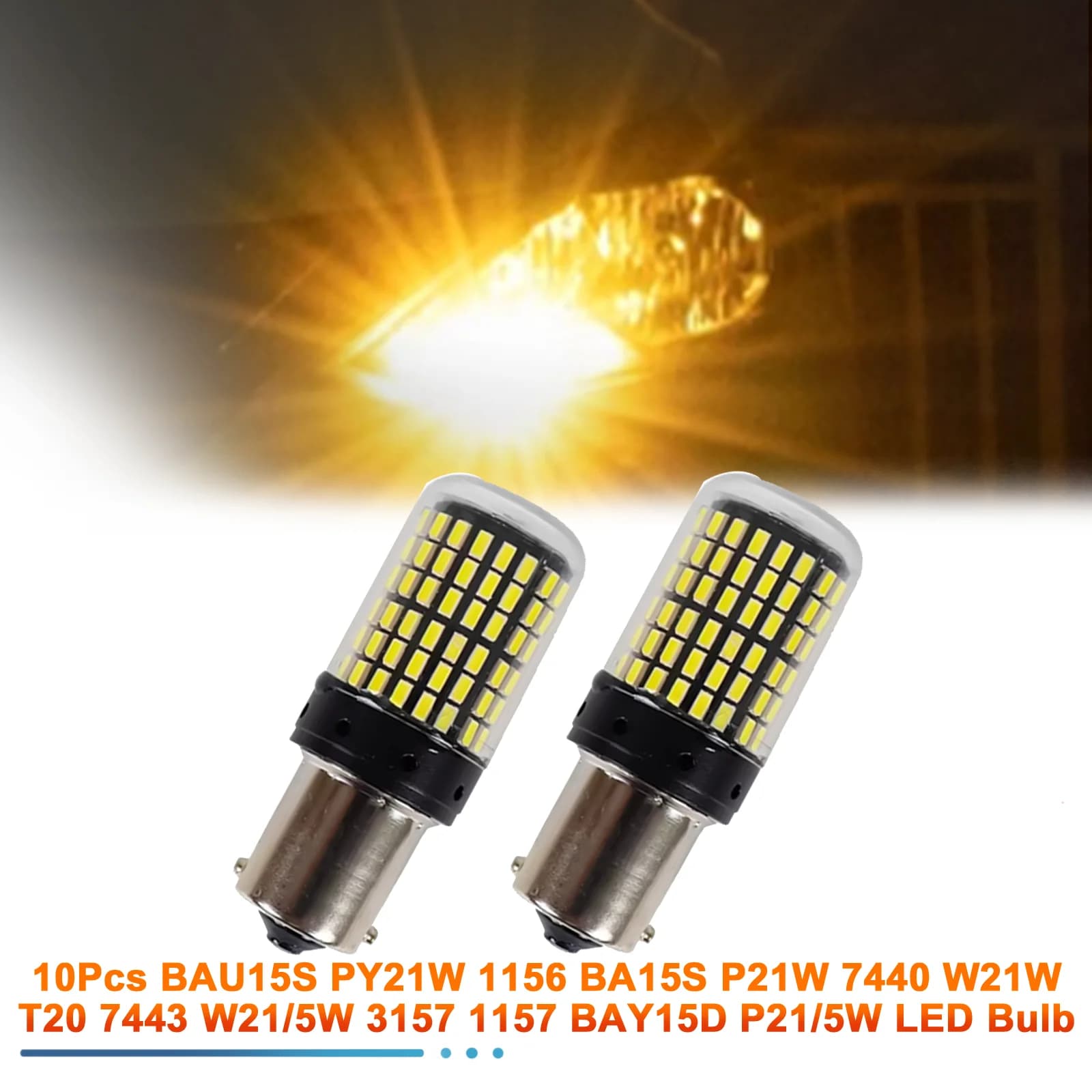10 pezzi BAU15S PY21W 1156 BA15S P21W 7440 W21W T20 7443 W21/5W 3157 1157 BAY15D P21/5W Lampadina LED per auto 2800LM 6000K Bianco 12V