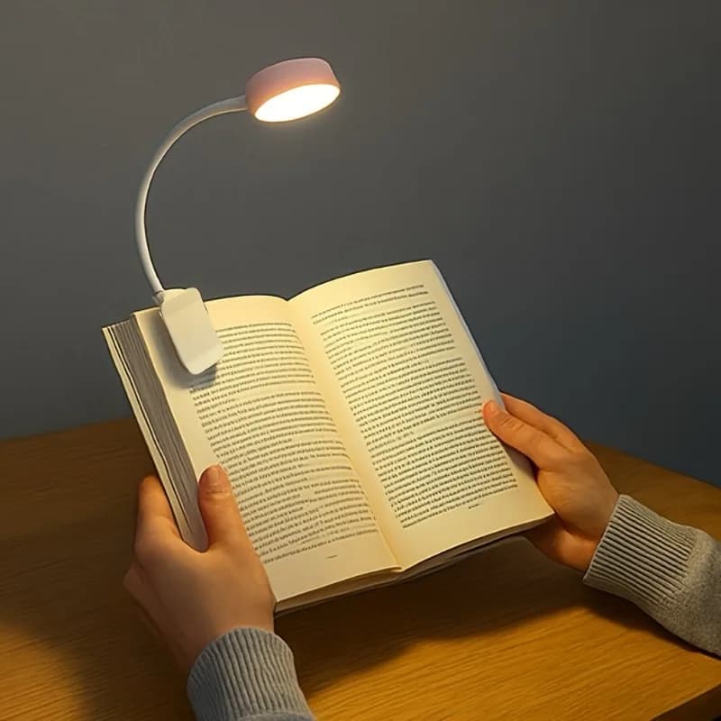 LED Clip on Book Light Portable Reading Light Battery Powered 3 Color Eye Protection Stepless Dimmable Mini Desk Lamp