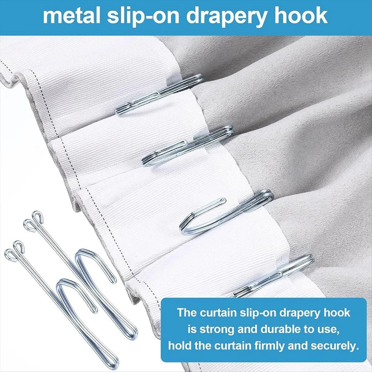 80 Pcs Metal Slip-on Drapery Hooks - Metal Curtain Hooks Stainless Steel Curtain Pleat Hooks, Door Curtain Hangers