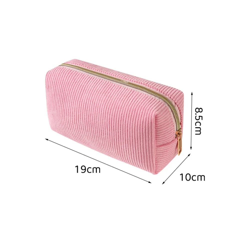 Astuccio in Velluto a Coste per Pennelli da Trucco, Articoli da Toeletta, Penne 19x10x8.5cm, Borsa Organizer da Viaggio in Flanella, Dimensioni Compatte