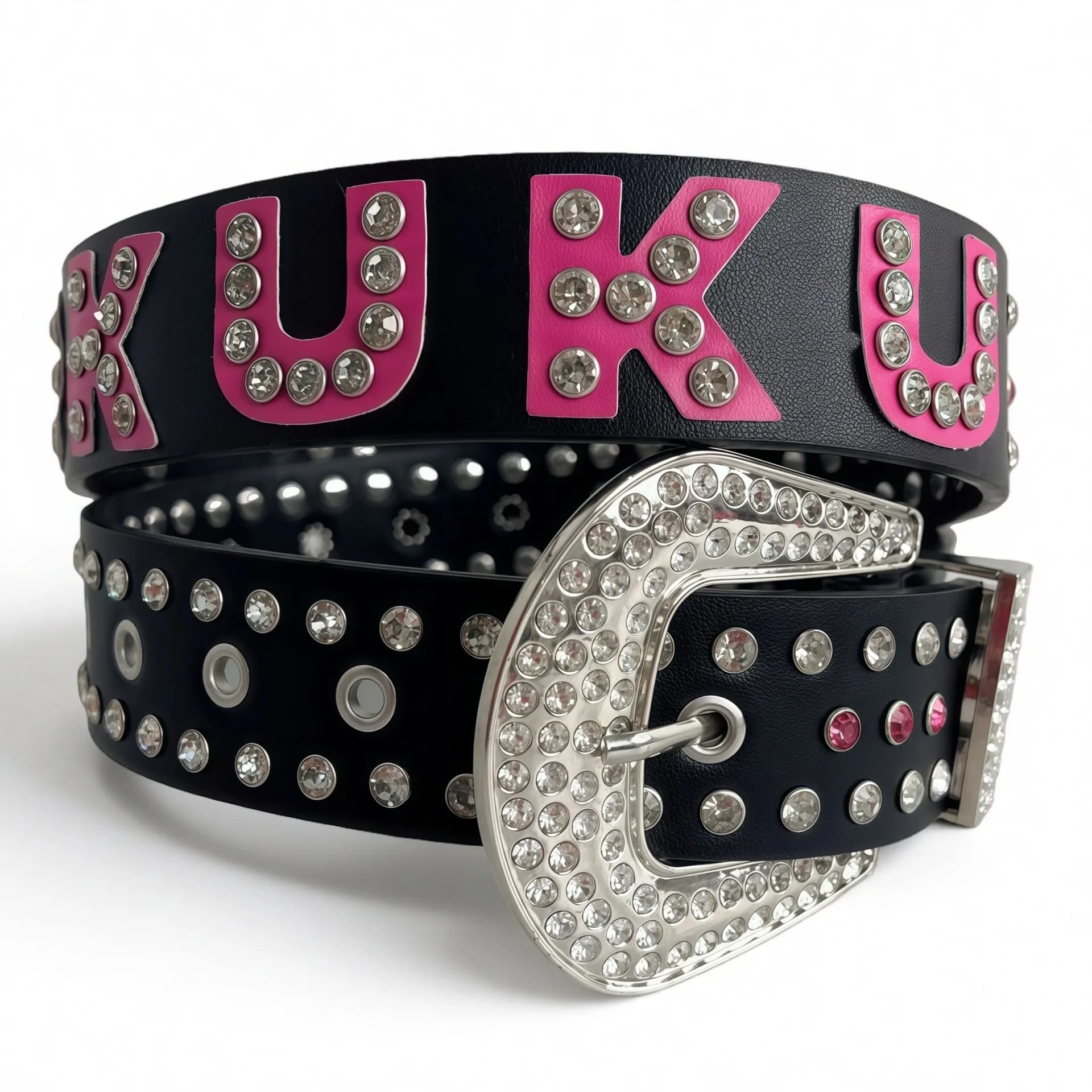 Sparkling Rhinestone Belt PU Leather Glam Belt with Crystal Letters Rivet Studded Women's Party Festival Streetwear Accessory