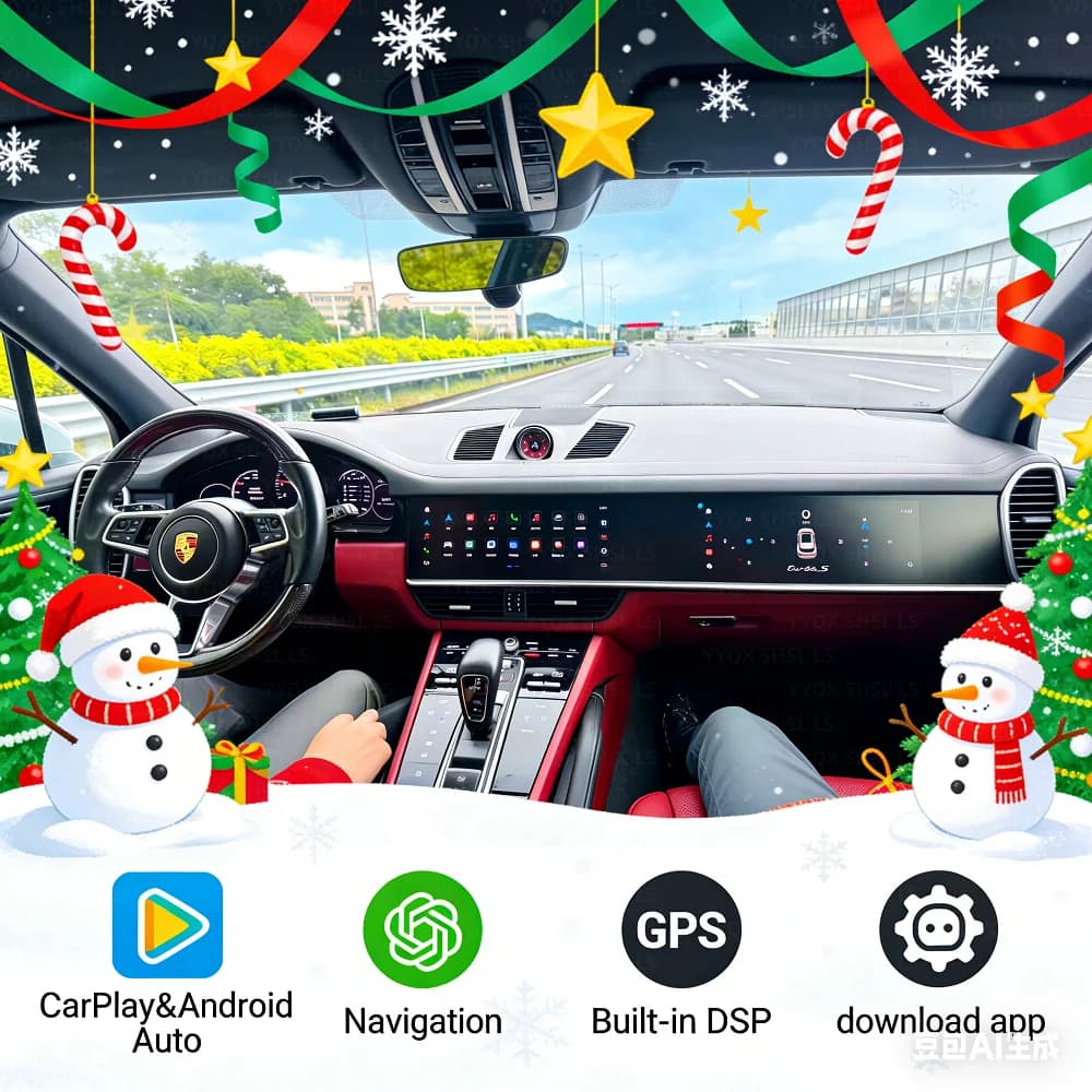 24.6" Dual Screen For Porsche Cayenne 2018-2023 Android Carplay Multimedia Video Player Stereo GPS Navigation Bluetooth