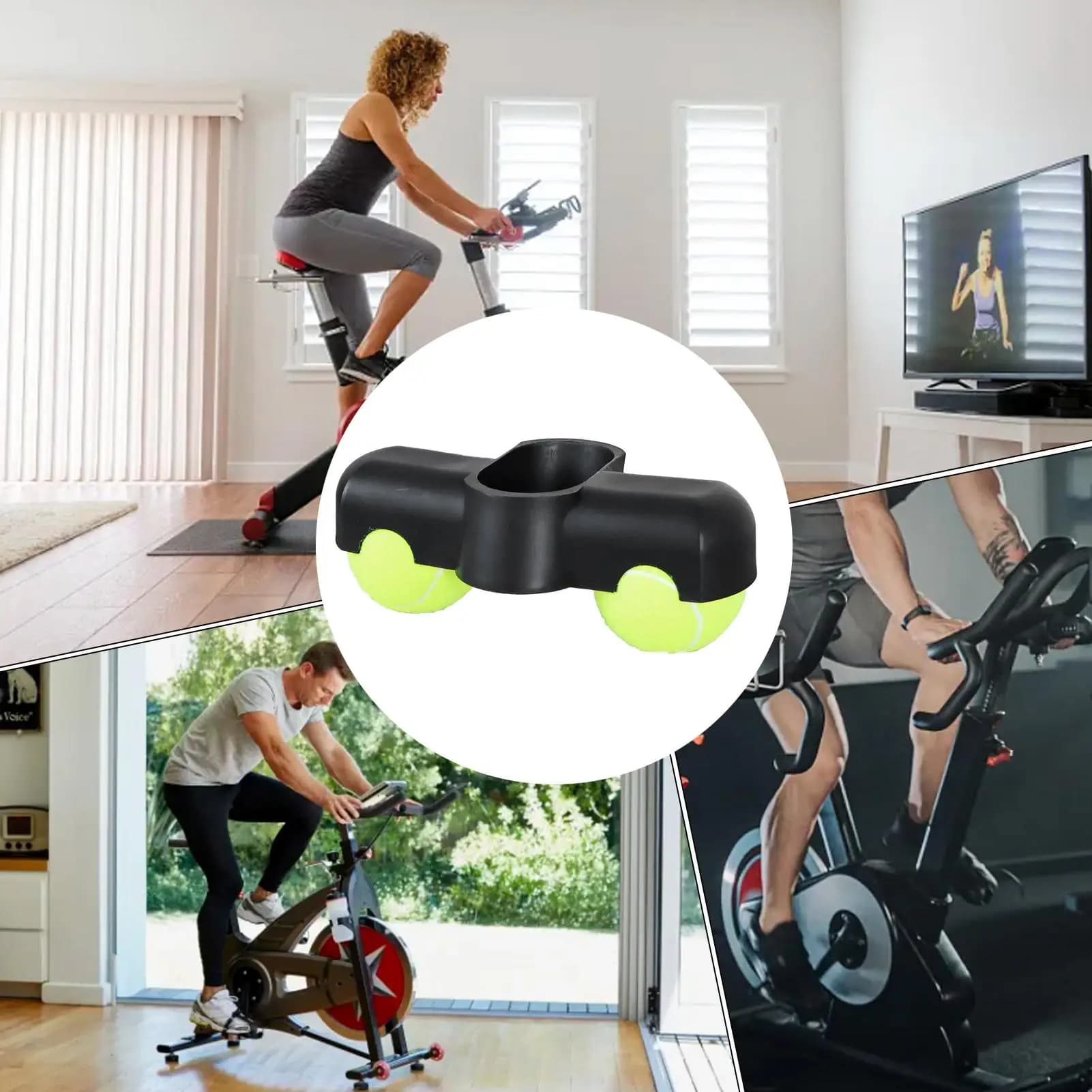 Pallina da tennis Piedini basculanti per bici Accessori da ciclismo antiattrito con 2 palline da tennis per allenatore indoor, universale per uomo donna