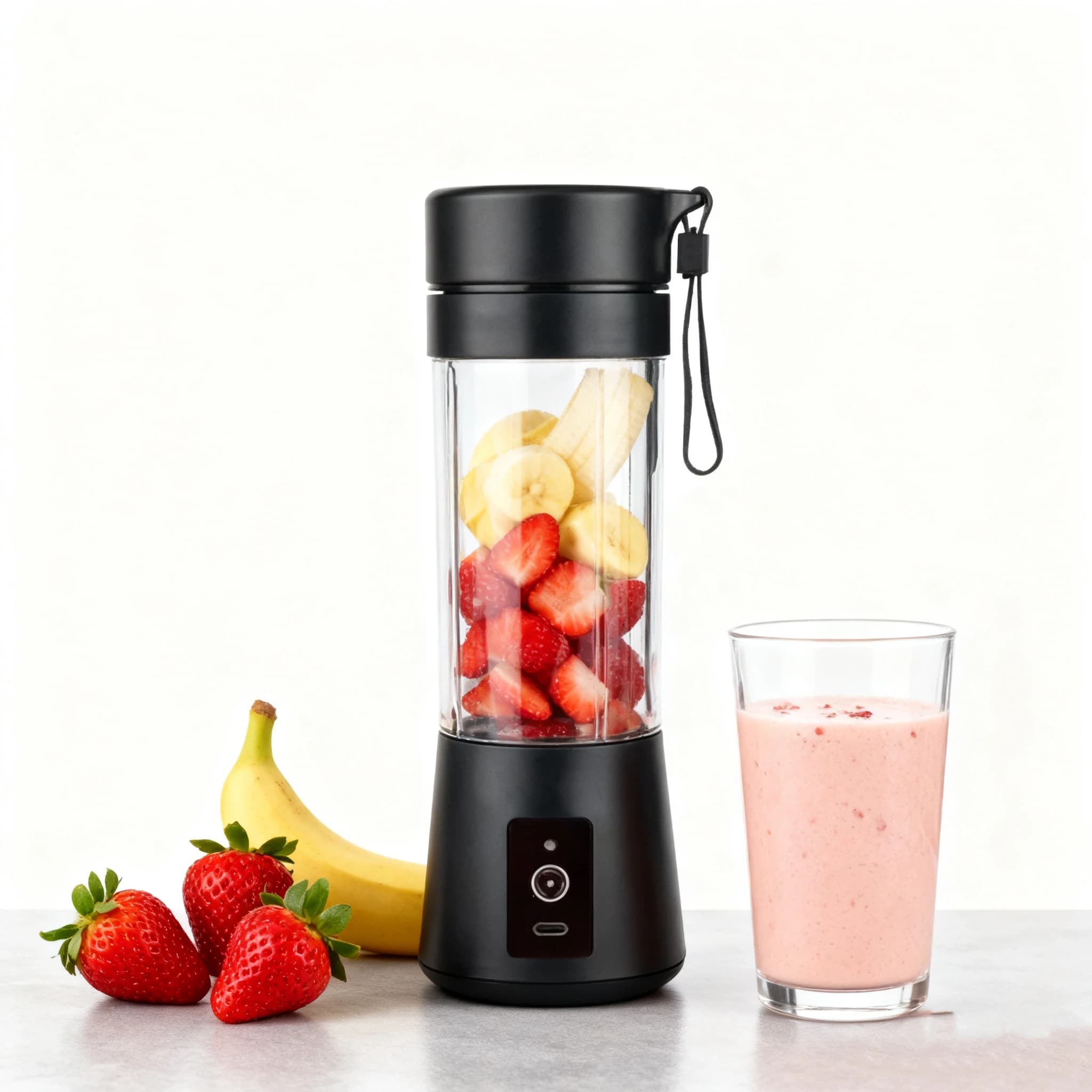 380ML BPA-Free Portable Frullator, Electric Fruit Extractor USB Rechargeable with Stainless Steel Blades for Home, Gym and Travel