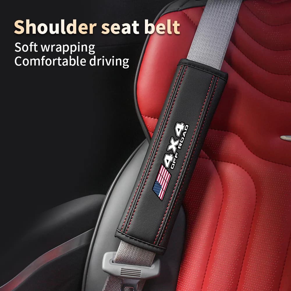 4x4 Off Road Tri Colors Car Seat Belt Cover Protector for Jeep Grand Cherokee Wrangler JK Gladiator Compass Patriot