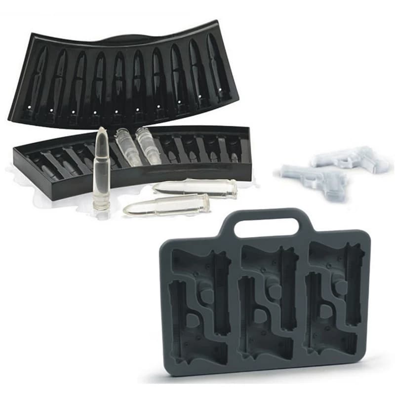 10 griglie per gelato, stampo per cubetti di ghiaccio in silicone, forma di pistola a proiettile, vassoio per cubetti di ghiaccio, strumento per bere fai da te